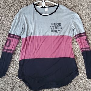 Oversized grey, pink, and black shirt